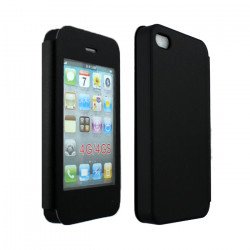 iPhone 4S 4 Slim Touch Screen Flip Leather Case (Black)